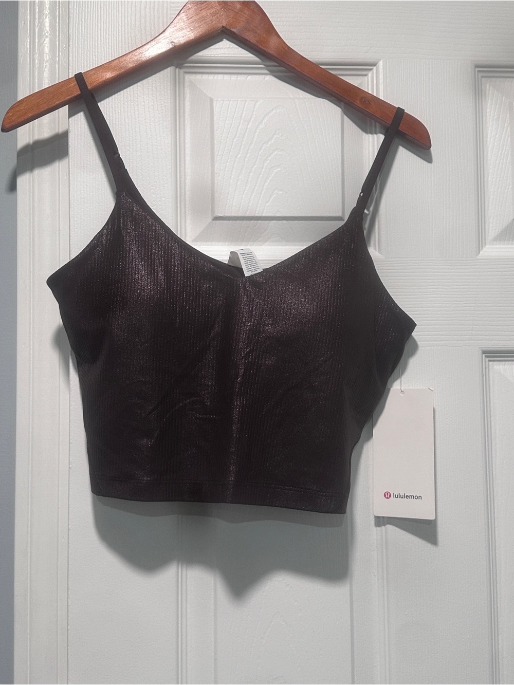 lululemon black ribbed cropped camisole with adjustable straps